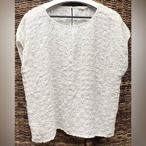 Eileen Fisher-‎ Cream Textured Blouse, XLarge
